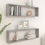 Estante cubo pared 2uds contrachapado gris hormigón 100x15x30cm en Estanterías | Comprar online en Foru.es