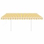 Toldo manual retráctil con postes amarillo y blanco 4x3,5 m en Toldos | Comprar online en Foru.es