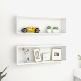 Estantes cubo de pared 2 uds contrachapado blanco 80x15x26,5 cm en Estanterías | Comprar online en Foru.es