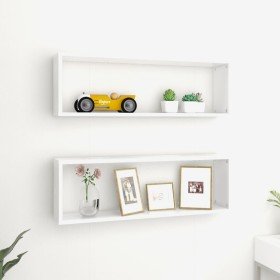 Estantes cubo de pared 2 uds contrachapado blanco 80x15x26,5 cm en Estanterías | Comprar online en Foru.es