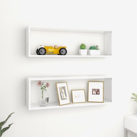 Estantes cubo de pared 2 uds contrachapado blanco 80x15x26,5 cm en Estanterías | Comprar online en Foru.es