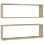 Estantes cubos de pared 2 uds contrachapada roble 80x15x26,5 cm en Estanterías | Comprar online en Foru.es