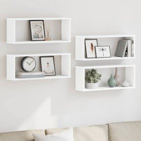 Estante cubo de pared 4 uds contrachapado blanco 60x15x23 cm en Estanterías | Comprar online en Foru.es