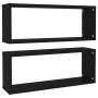 Estante cubo de pared 2 uds contrachapado negro 60x15x23 cm en Estanterías | Comprar online en Foru.es