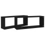 Estante cubo de pared 2 uds contrachapado negro 60x15x23 cm en Estanterías | Comprar online en Foru.es