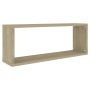 Estante cubo pared 2 uds contrachapado roble Sonoma 60x15x23 cm en Estanterías | Comprar online en Foru.es