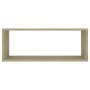 Estante cubo pared 2 uds contrachapado roble Sonoma 60x15x23 cm en Estanterías | Comprar online en Foru.es