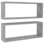 Estante cubo pared 2 uds contrachapado gris hormigón 60x15x23cm en Estanterías | Comprar online en Foru.es
