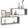Estante cubo pared 2 uds contrachapado gris hormigón 60x15x23cm en Estanterías | Comprar online en Foru.es
