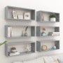 Estante cubo pared 6 uds contrachapado gris hormigón 60x15x23cm en Estanterías | Comprar online en Foru.es