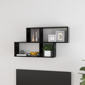 Estante de pared madera contrachapada negro 100x18x53 cm en Estanterías | Comprar online en Foru.es