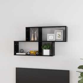 Estante de pared madera contrachapada negro 100x18x53 cm en Estanterías | Comprar online en Foru.es