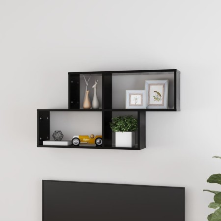 Estante de pared madera contrachapada negro 100x18x53 cm en Estanterías | Comprar online en Foru.es