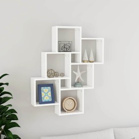 Estante de cubo de pared madera contrachapada blanco 78x15x93cm en Estanterías | Comprar online en Foru.es