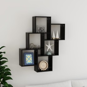 Estante cubo de pared madera contrachapada negro 78x15x93 cm en Estanterías | Comprar online en Foru.es