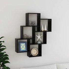 Estante cubo de pared madera contrachapada negro 78x15x93 cm en Estanterías | Comprar online en Foru.es