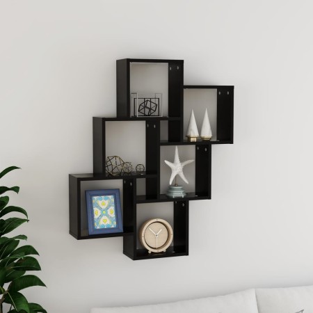 Estante cubo de pared madera contrachapada negro 78x15x93 cm en Estanterías | Comprar online en Foru.es