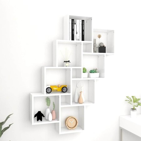 Estante de cubo pared madera contrachapada blanco 90x15x119 cm en Estanterías | Comprar online en Foru.es