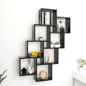 Estante cubo de pared madera contrachapada negro 90x15x119 cm en Estanterías | Comprar online en Foru.es
