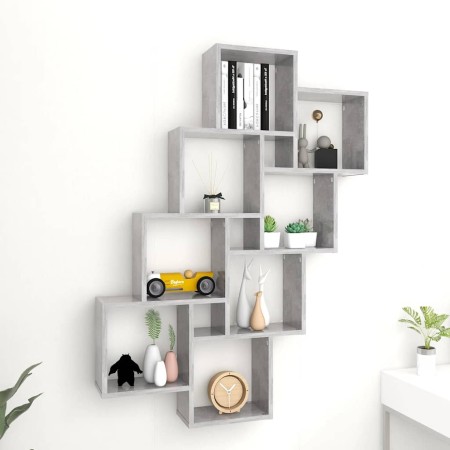 Estante cubo de pared contrachapado gris hormigón 90x15x119 cm en Estanterías | Comprar online en Foru.es