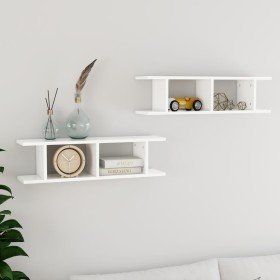 Estantes de pared 2 uds madera contrachapada blanco 75x18x20 cm en Estanterías | Comprar online en Foru.es