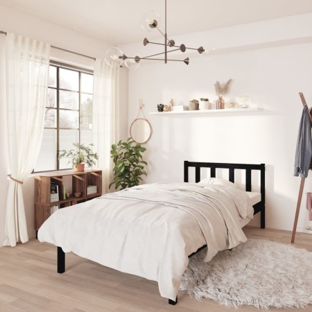 Estructura de cama madera maciza de pino negro 75x190 cm de vidaXL, Camas y somieres - Ref: Foro24-810046, Precio: 92,96 €, D...