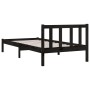 Estructura de cama madera maciza de pino negro 75x190 cm de vidaXL, Camas y somieres - Ref: Foro24-810046, Precio: 92,96 €, D...