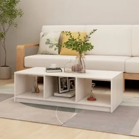 Mesa de centro de madera maciza de pino blanco 110x50x34 cm de vidaXL, Mesas de centro - Ref: Foro24-809913, Precio: 57,21 €,...