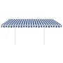 Toldo retráctil automático con postes azul y blanco 4x3,5 m en Toldos | Comprar online en Foru.es