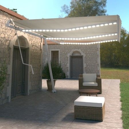 Toldo automático con LED sensor de viento crema 600x350 cm de vidaXL, Toldos - Ref: Foro24-3069692, Precio: 955,85 €, Descuen...