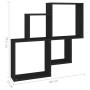 Estante cubo de pared madera contrachapada negro 80x15x78,5 cm en Estanterías | Comprar online en Foru.es