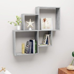 Estante cubo de pared contrachapado gris hormigón 80x15x78,5 cm en Estanterías | Comprar online en Foru.es