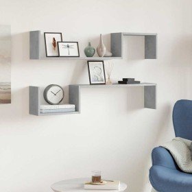 Estantes de pared 2 uds madera de ingeniería gris 100x15x20 cm en Estanterías | Comprar online en Foru.es