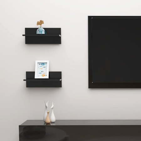Estantes de pared 2 unidades negro brillo 40x11,5x18 cm en Estanterías | Comprar online en Foru.es