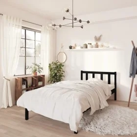 Solid black pine wood bed frame 100x200 cm by vidaXL, Beds and slatted bases - Ref: Foro24-810076, Price: 100,07 €, Discount: %