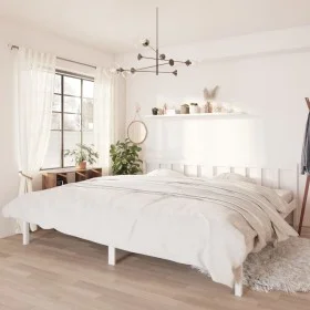 White solid wood bed frame Super King 180x200 cm by vidaXL, Beds and slatted bases - Ref: Foro24-810098, Price: 120,73 €, Dis...