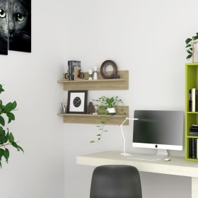Estantes de pared 2 uds contrachapada color roble 80x11,5x18 cm en Estanterías | Comprar online en Foru.es
