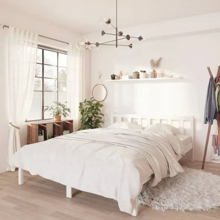 White solid pine wood bed frame 140x190 cm by vidaXL, Beds and slatted bases - Ref: Foro24-810063, Price: 100,56 €, Discount: %
