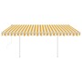 Toldo retráctil automático con postes amarillo y blanco 4x3,5 m en Toldos | Comprar online en Foru.es