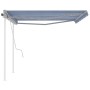 Toldo manual retráctil con postes azul y blanco 4,5x3,5 m en Toldos | Comprar online en Foru.es