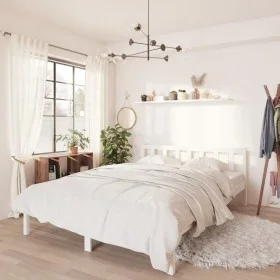 Estructura de cama madera maciza de pino blanco 135x190 cm de vidaXL, Camas y somieres - Ref: Foro24-810058, Precio: 112,68 €...