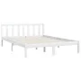 Solid white pine wood bed frame 135x190 cm by vidaXL, Beds and slatted bases - Ref: Foro24-810058, Price: 112,68 €, Discount: %
