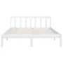 Solid white pine wood bed frame 135x190 cm by vidaXL, Beds and slatted bases - Ref: Foro24-810058, Price: 112,68 €, Discount: %