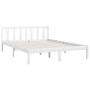 Estructura de cama de madera maciza de pino blanco 140x200 cm de vidaXL, Camas y somieres - Ref: Foro24-810083, Precio: 95,12...