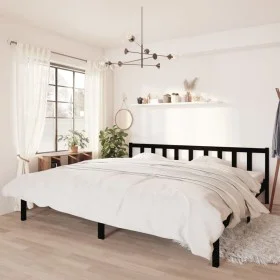 Estructura de cama de madera maciza de pino negro 200x200 cm de vidaXL, Camas y somieres - Ref: Foro24-810106, Precio: 147,78...