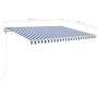 Toldo manual retráctil con postes azul y blanco 4,5x3,5 m en Toldos | Comprar online en Foru.es