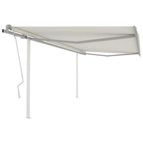 Toldo manual retráctil con postes crema 4,5x3,5 m en Toldos | Comprar online en Foru.es