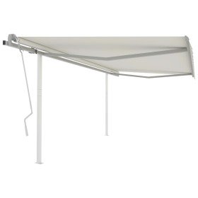 Toldo manual retráctil con postes crema 4,5x3,5 m en Toldos | Comprar online en Foru.es