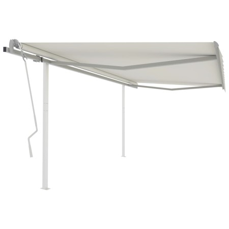 Toldo manual retráctil con postes crema 4,5x3,5 m en Toldos | Comprar online en Foru.es