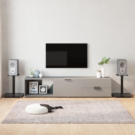 Soportes de altavoces 2 uds vidrio templado negro 1 pilar de vidaXL, Soportes para altavoces - Ref: Foro24-51811, Precio: 58,...
